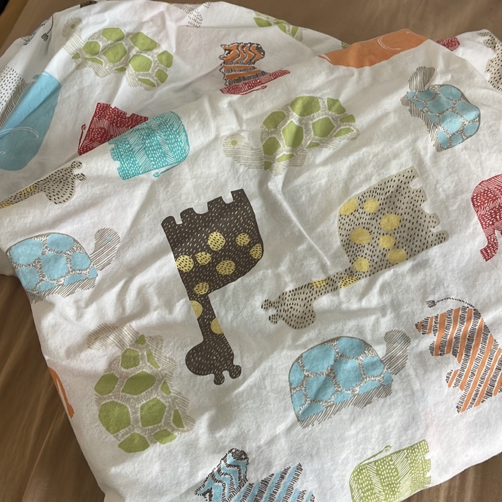 Set of 2 Pottery Barn Kids safari animal crib fitted sheets